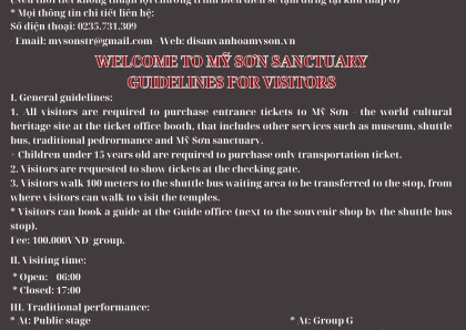 GUIDELINES FOR VISITORS TO PURCHASE TICKETS AND VISIT THE MY SON WORLD CULTURAL HERITAGE SITE