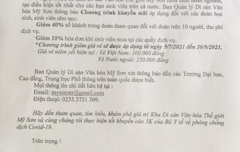 THÔNG BÁO VỀ CHƯƠNG TRÌNH KHUYỂN MÃI ÁP DỤNG CHO HỌC SINH, SINH VIÊN TỪ NGÀY 5/7/2021 - 30/9/2021